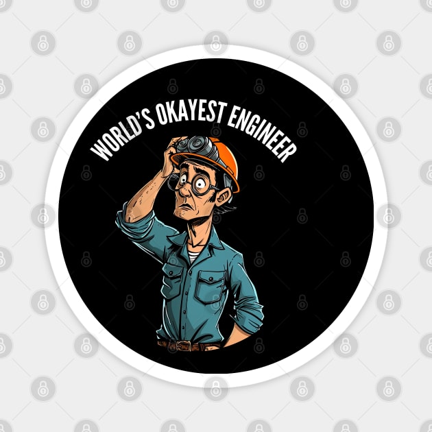 World's Okayest Construction Engineer v1 (round) Magnet by AI-datamancer